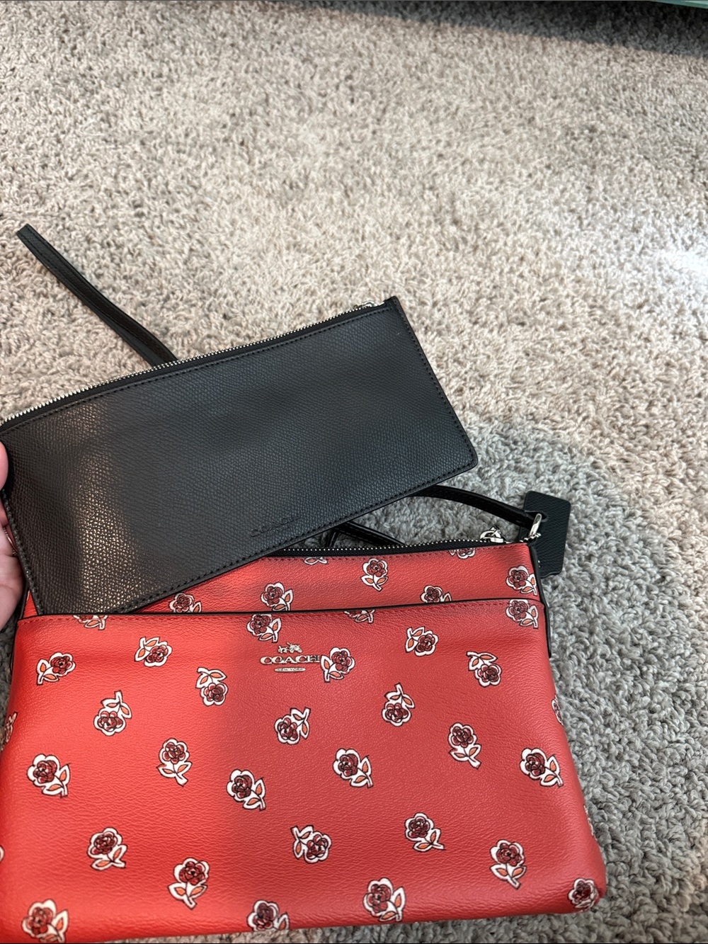 Coach Red Floral Crossbody Bag with Black Strap - Picture 3 of 10